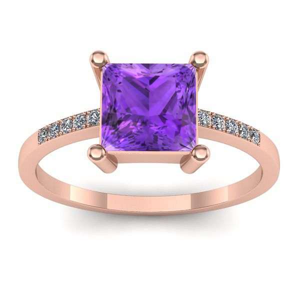 Inel logodna cu ametist patrat