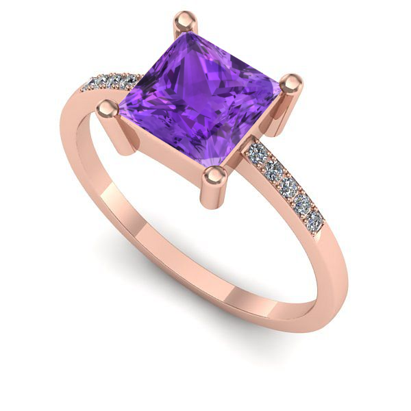 Inel din aur roz cu ametist