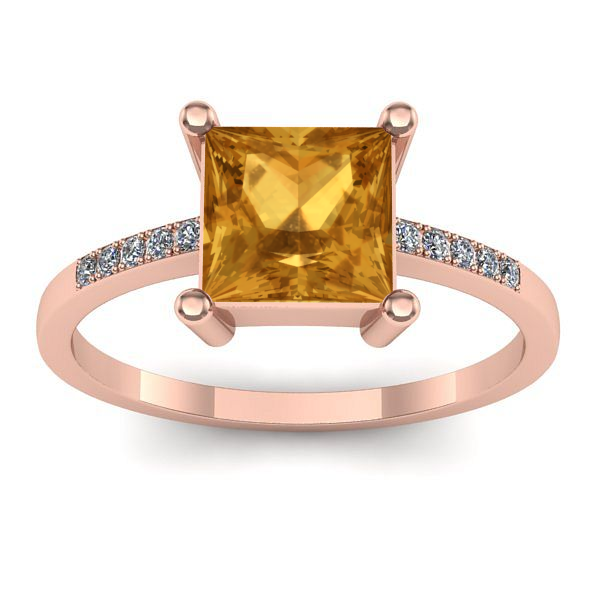 Inel cu citrin patrat