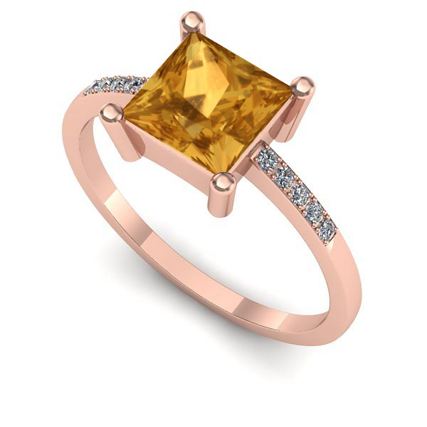 Inel logodna din aur roz cu citrin