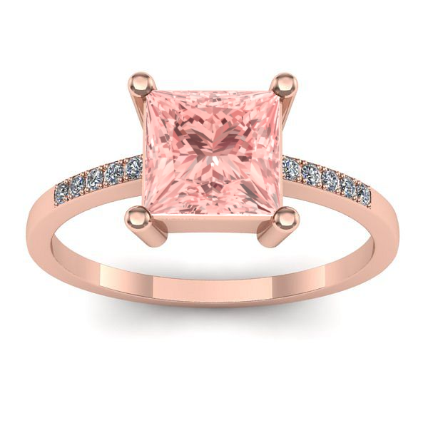 Inel de logodna cu diamant de laborator roz patrat