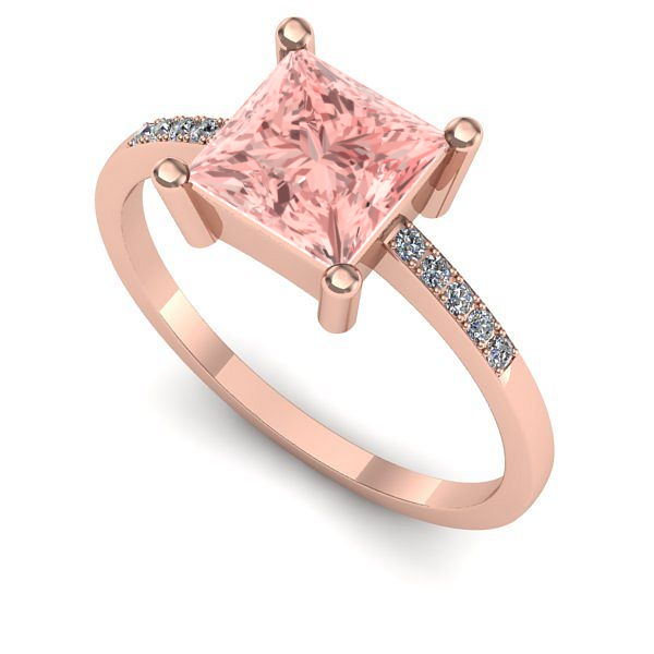 Inel logodna din aur roz cu diamant de laborator roz
