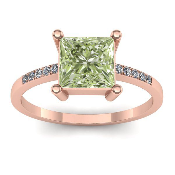 Inel de logodna cu diamant de laborator verde patrat