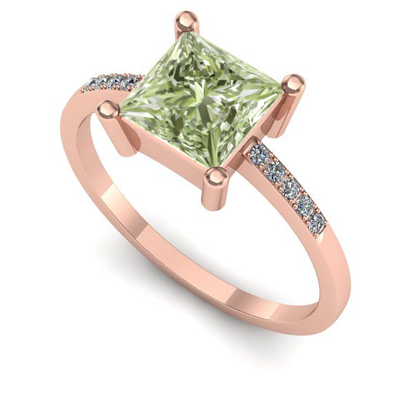 Inel de logodna din aur roz cu diamant de laborator verde