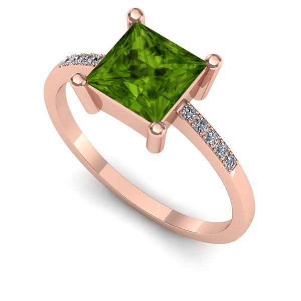 Inel din aur roz cu peridot