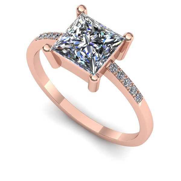 Inel logodna din aur roz cu diamant de laborator