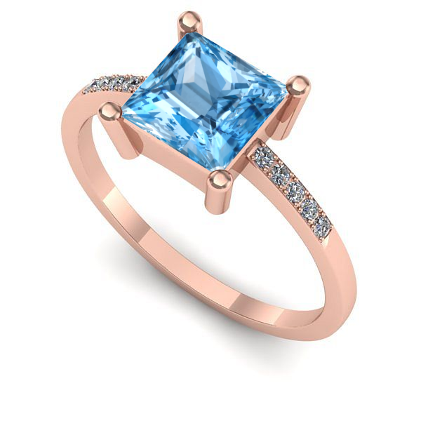 Inel logodna din aur roz cu topaz blue