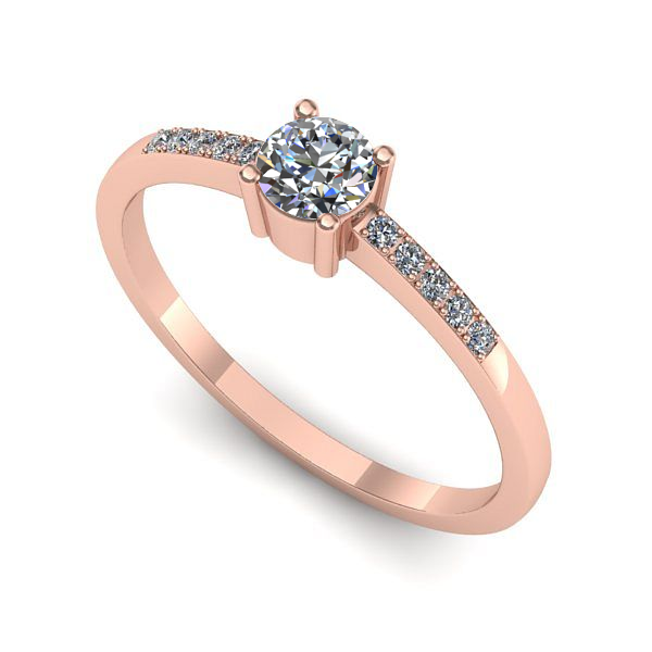 Inel de logodna din aur roz cu diamant