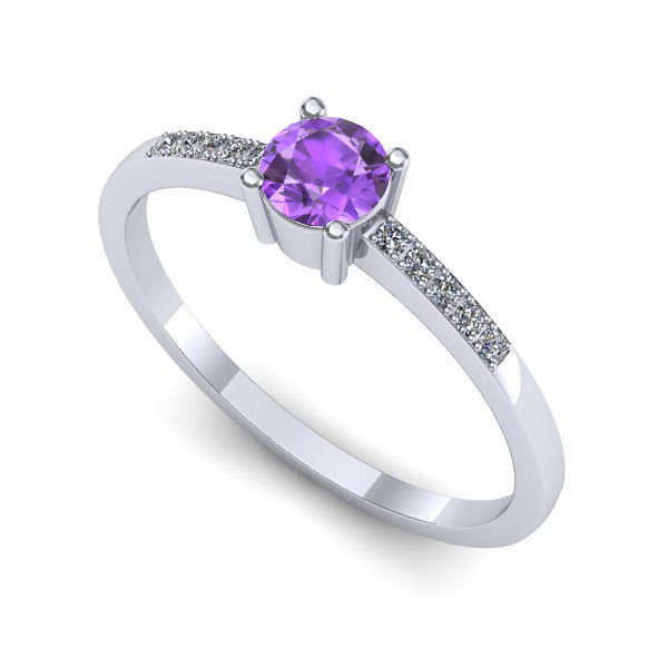 Inel logodna din aur alb cu ametist