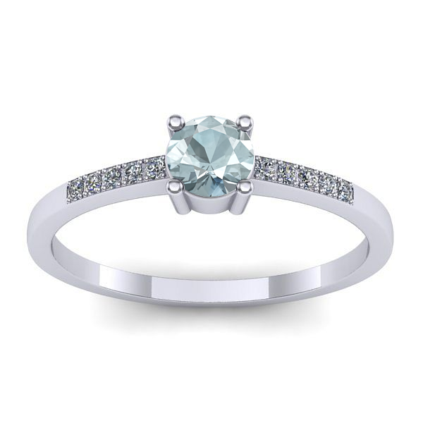 Inel logodna cu aquamarin rotund