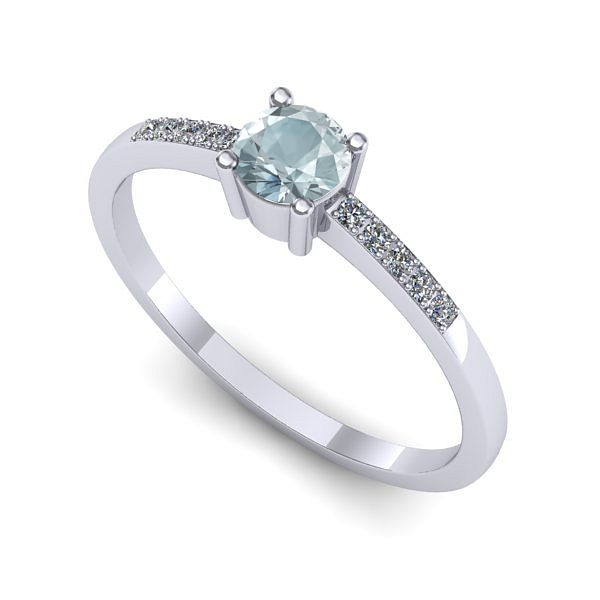 Inel logodna din aur alb cu aquamarin