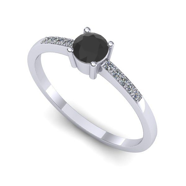 Inel de logodna din aur alb cu diamant negru