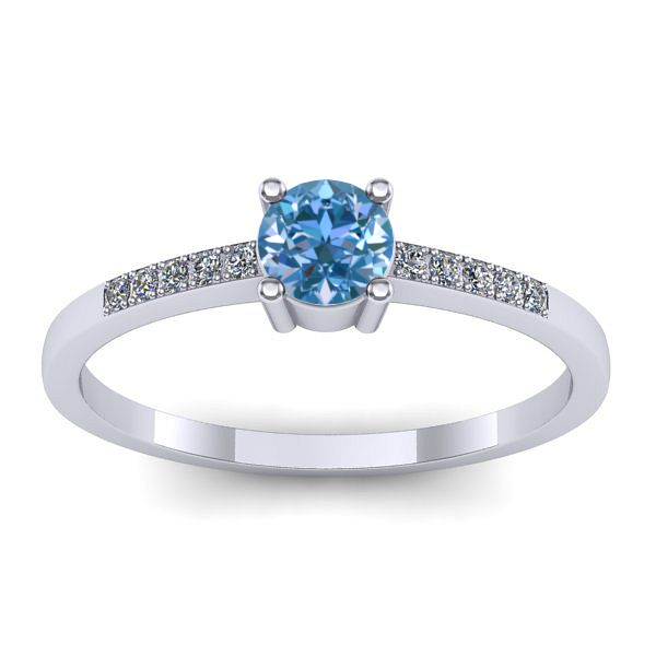 Inel logodna cu diamant de laborator albastru rotund