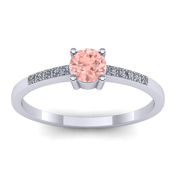 Inel cu diamant de laborator roz rotund