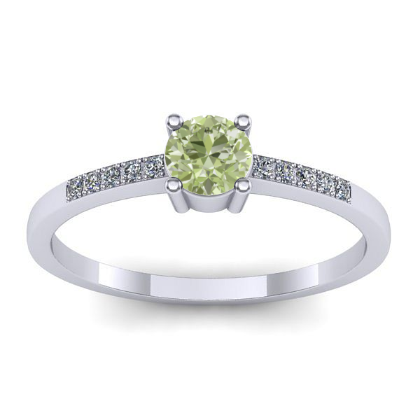 Inel cu diamant de laborator verde rotund