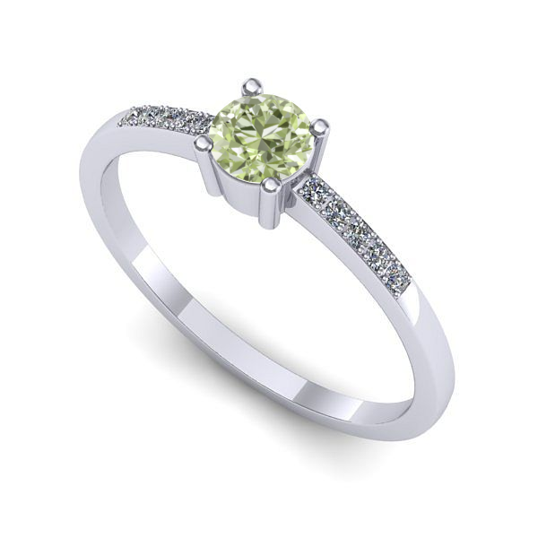 Inel de logodna din aur alb cu diamant de laborator verde