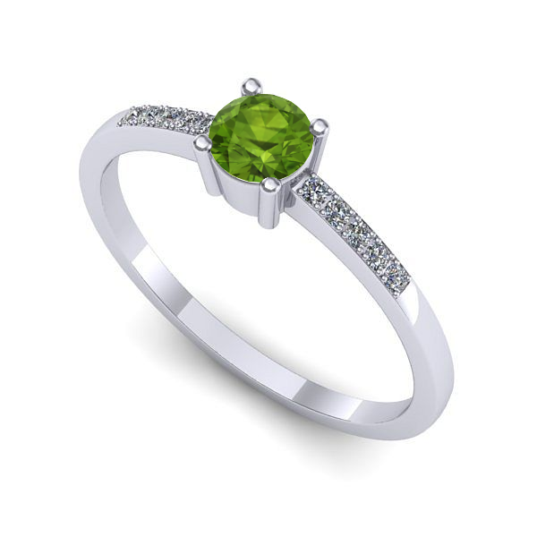 Inel logodna din aur alb cu peridot