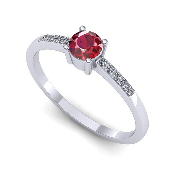 Inel de logodna din aur alb cu rubin