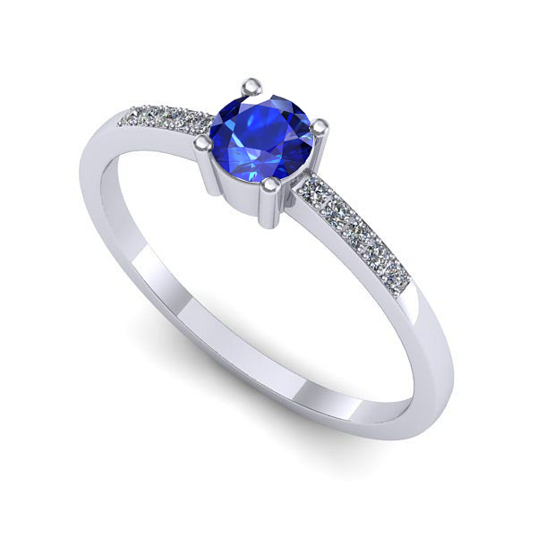 Inel logodna din aur alb cu safir