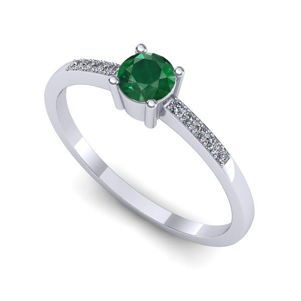 Inel din aur alb cu smarald