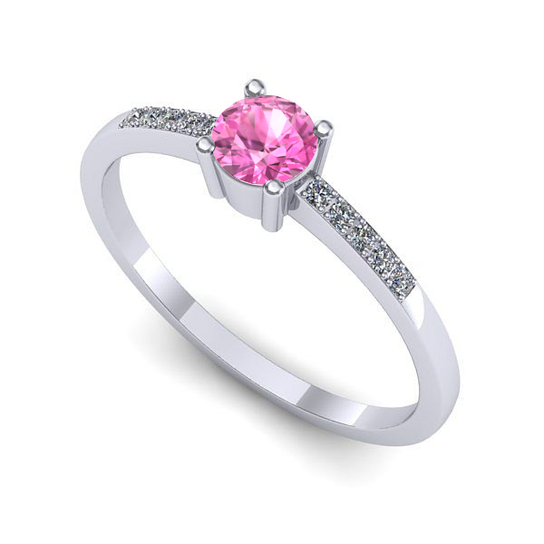 Inel logodna din aur alb cu safir roz