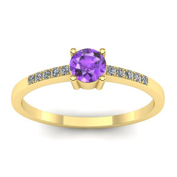 Inel logodna cu ametist rotund