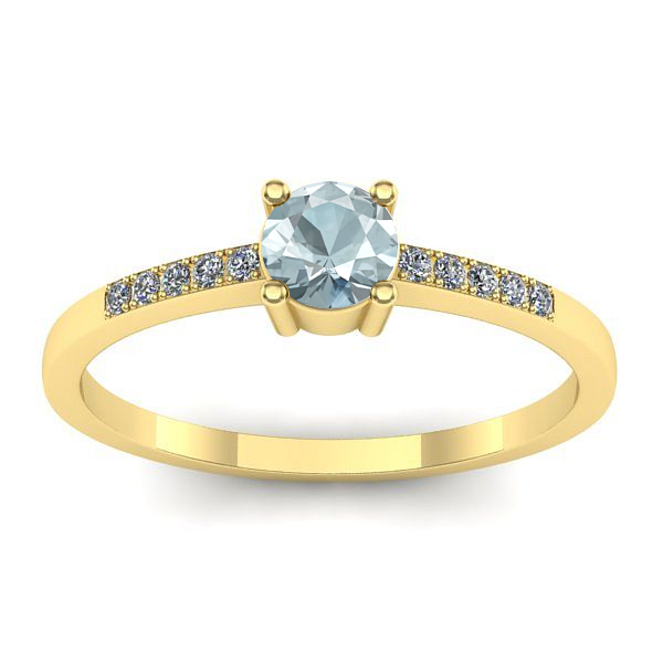 Inel cu aquamarin rotund