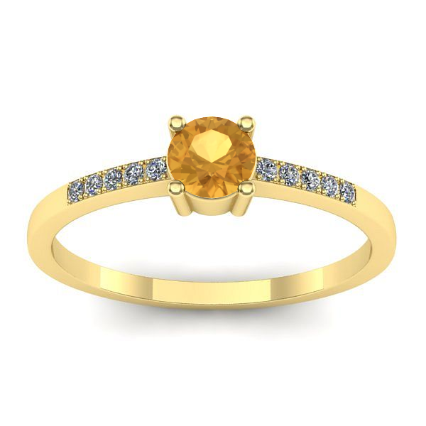 Inel cu citrin rotund