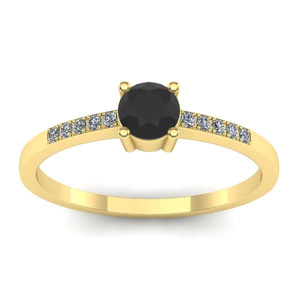 Inel logodna cu diamant negru rotund