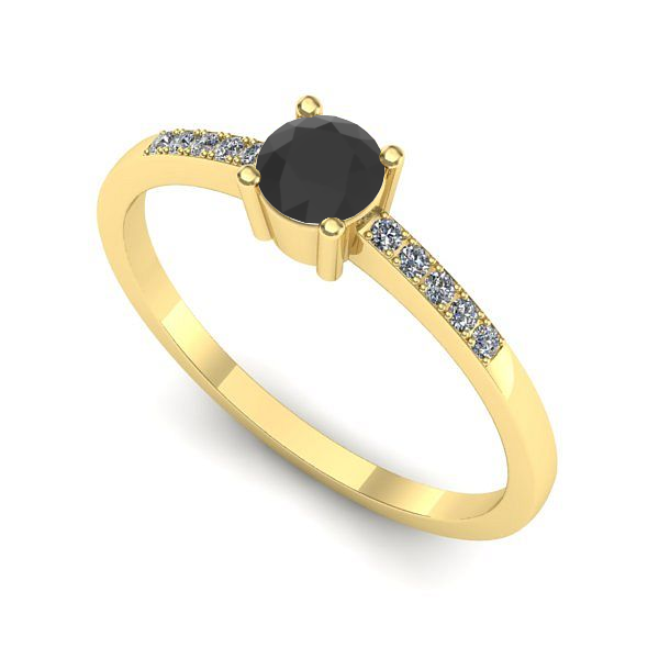 Inel logodna din aur galben cu diamant negru