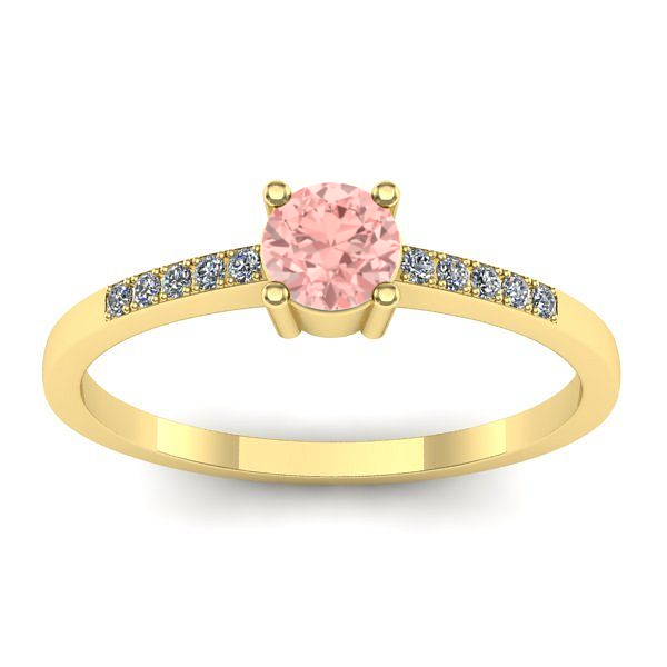 Inel cu diamant de laborator roz rotund