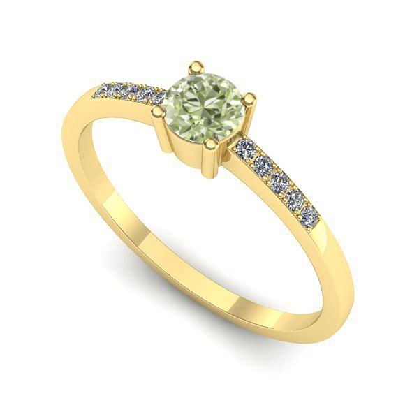 Inel din aur galben cu diamant de laborator verde