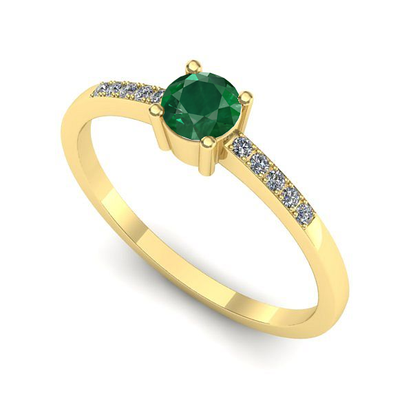 Inel de logodna din aur galben cu smarald