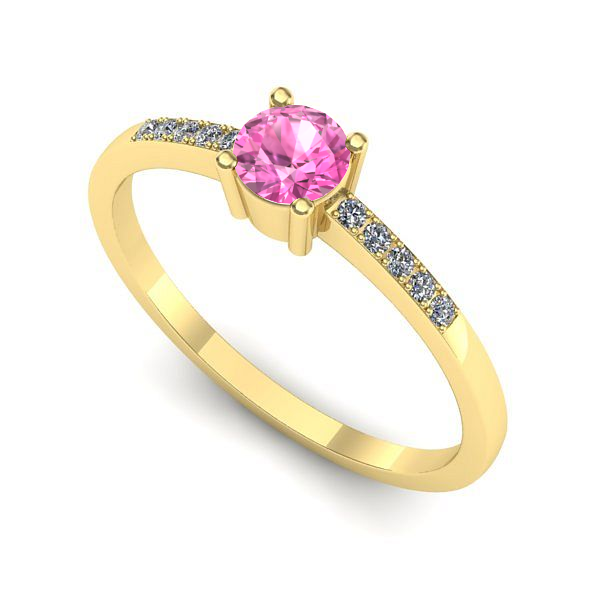 Inel logodna din aur galben cu safir roz