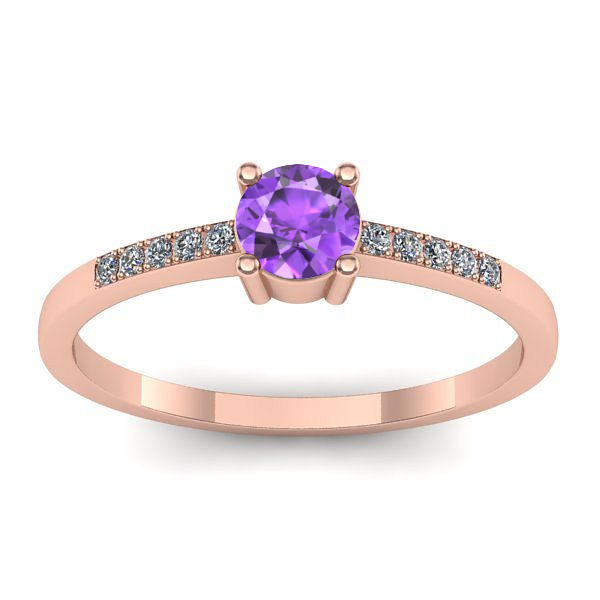 Inel logodna cu ametist rotund