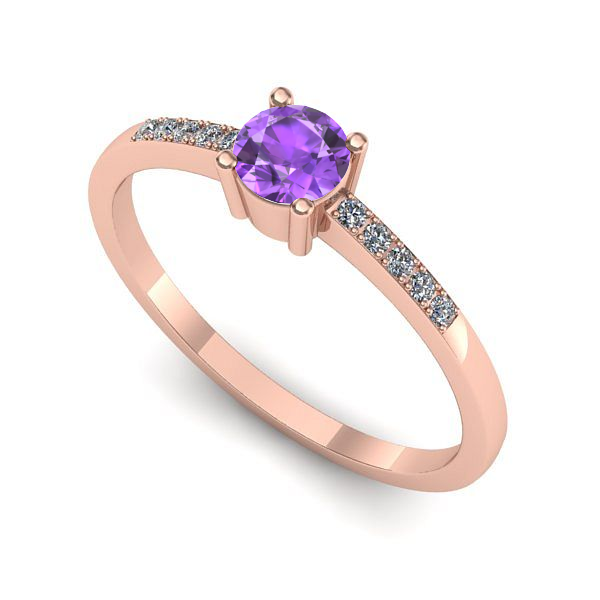 Inel din aur roz cu ametist