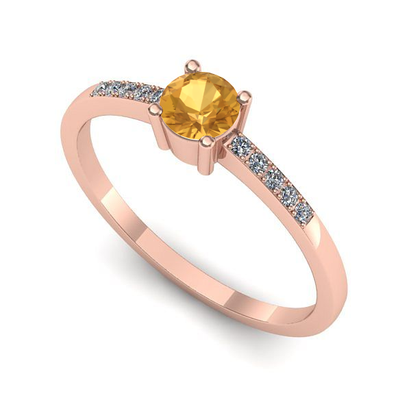 Inel de logodna din aur roz cu citrin