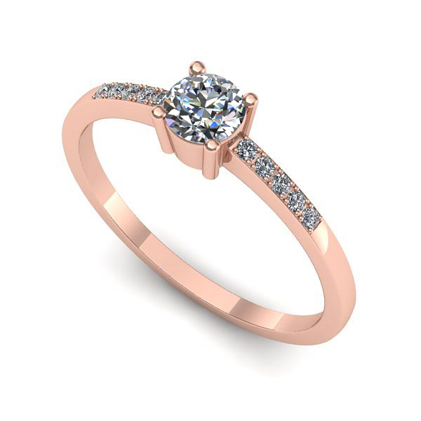 Inel logodna din aur roz cu diamant