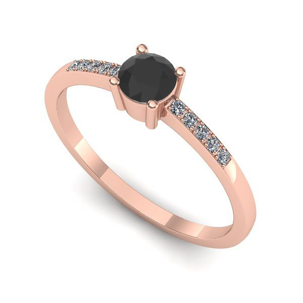 Inel logodna din aur roz cu diamant negru