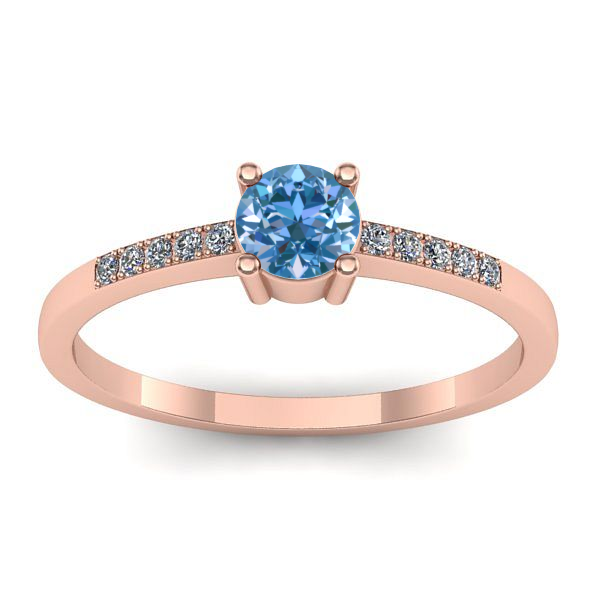 Inel cu diamant de laborator albastru rotund