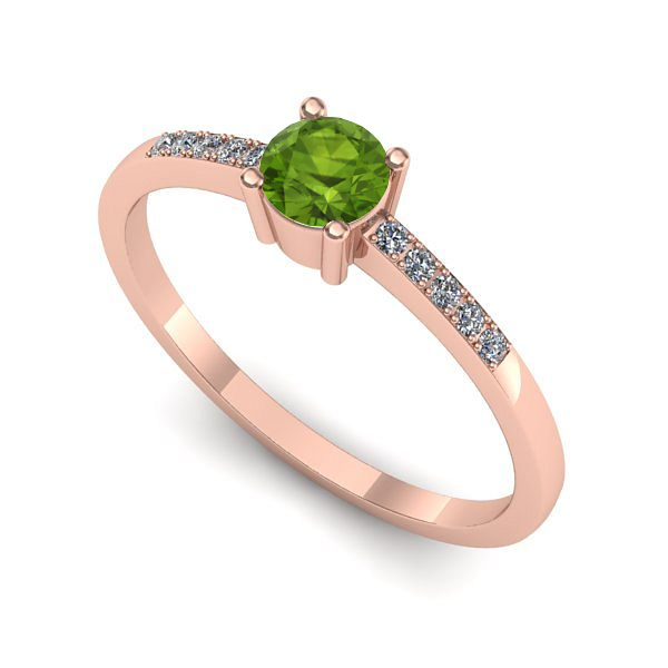 Inel din aur roz cu peridot