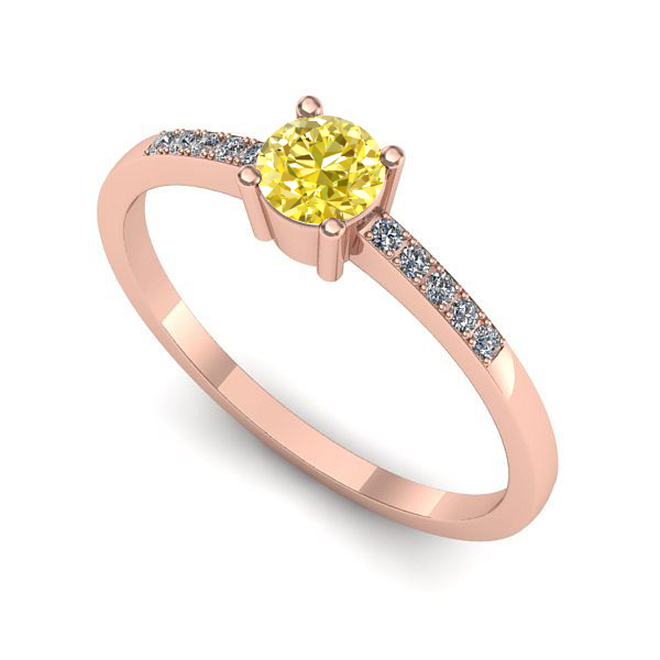 Inel de logodna din aur roz cu safir galben