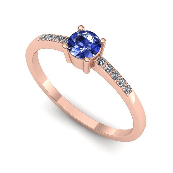 Inel de logodna din aur roz cu tanzanit