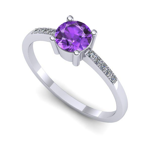 Inel logodna din aur alb cu ametist