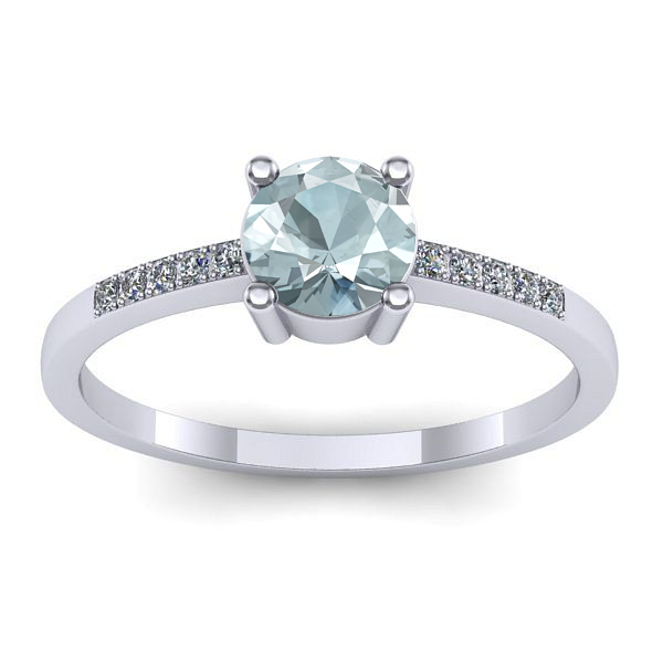 Inel cu aquamarin rotund