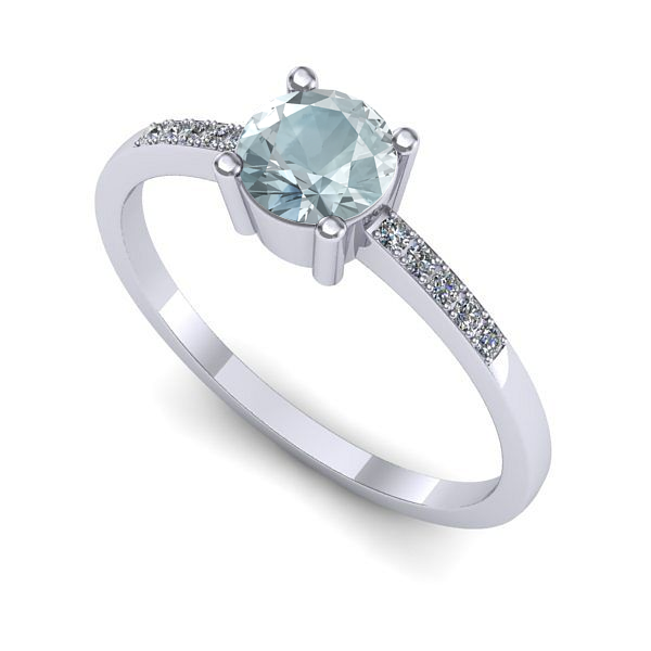 Inel logodna din aur alb cu aquamarin