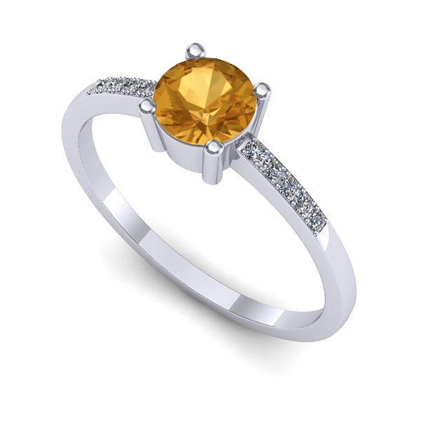 Inel din aur alb cu citrin