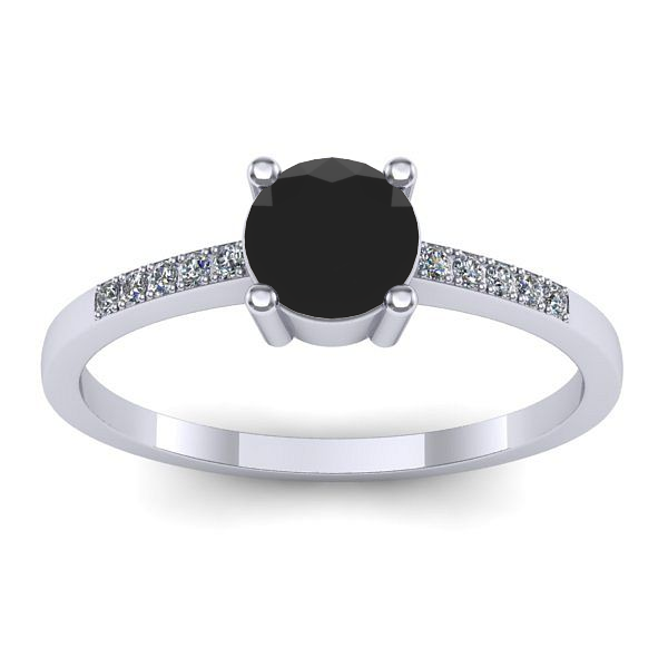 Inel logodna cu diamant negru rotund