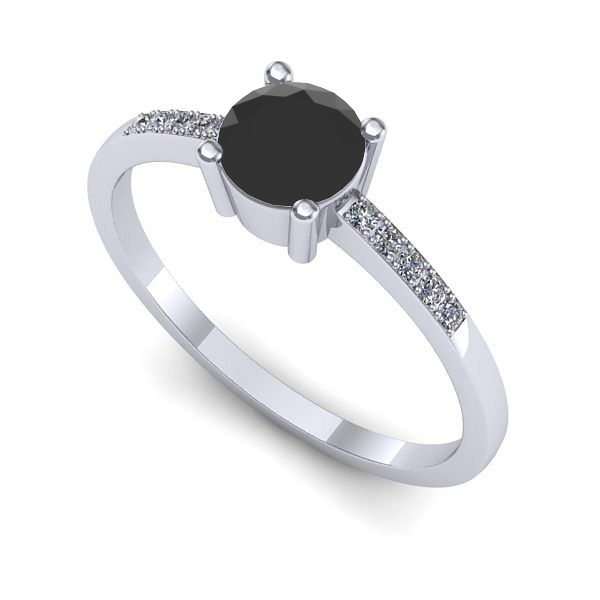 Inel de logodna din aur alb cu diamant negru