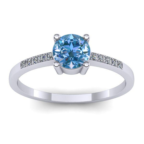 Inel cu diamant de laborator albastru rotund